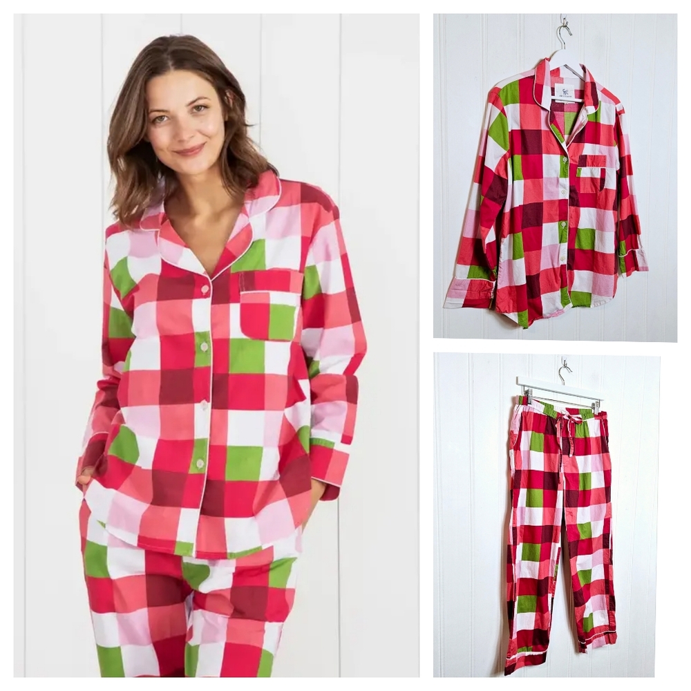 Printfresh Pink Red Green Buffalo Plaid Cotton Pajama Set